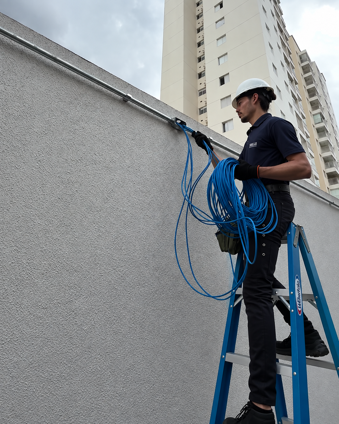 Técnico da Skills Telecom atuando em instalação de infraestrutura